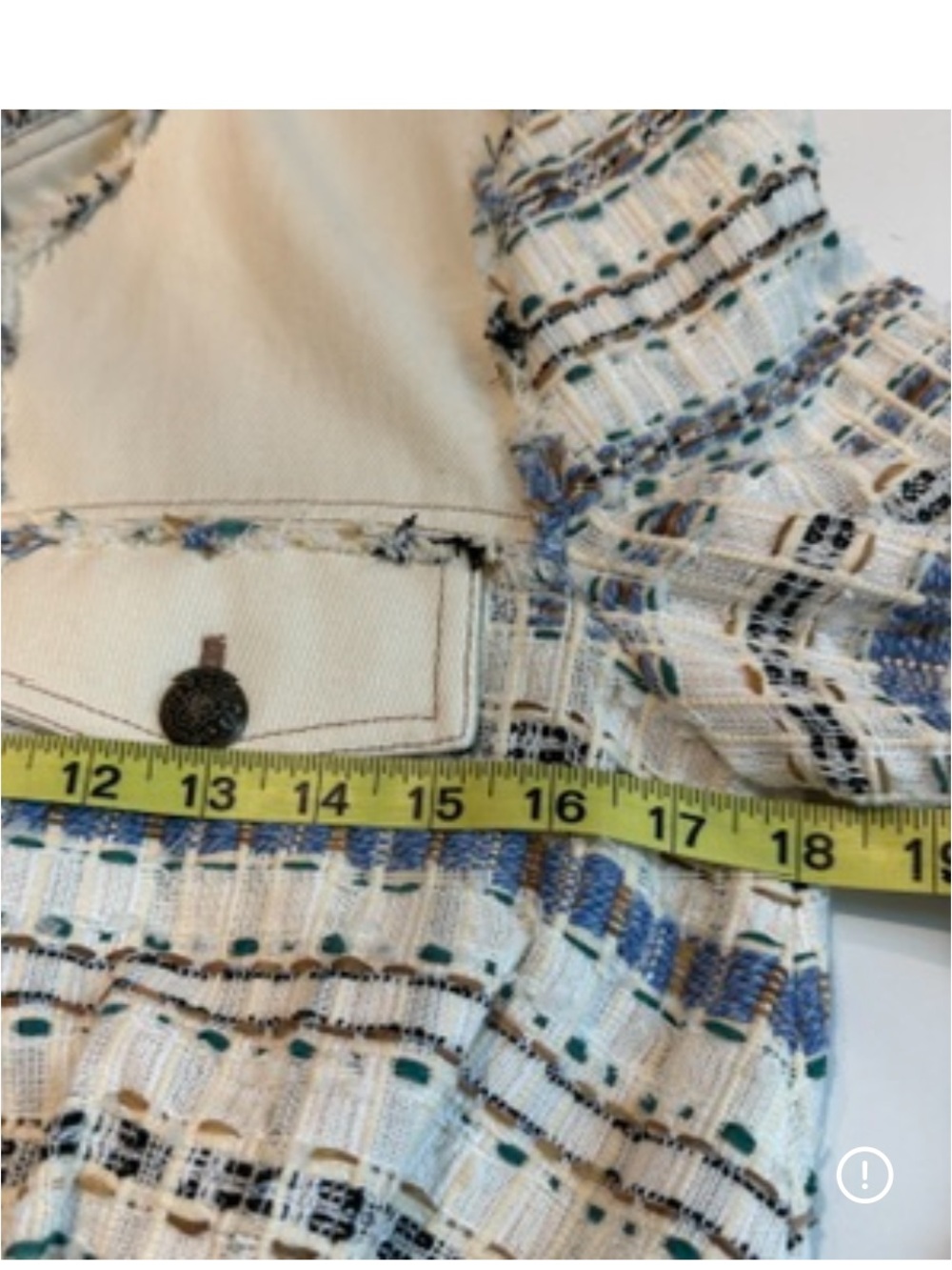 Veronica Beard Darren Tweed Cropped Denim Twill Paneled Blue Ivory Jacket Sz 6 - Picture 7 of 8
